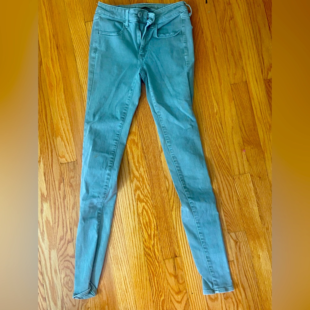 Green skinny jeans